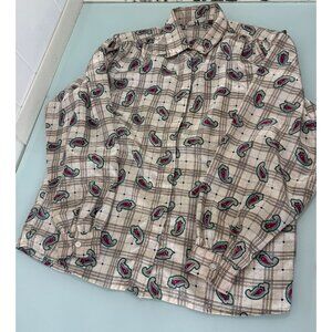 Vintage Alfred Dunner Blouse Shirt Women's Size 16 Paisley Shimmer Lightweight